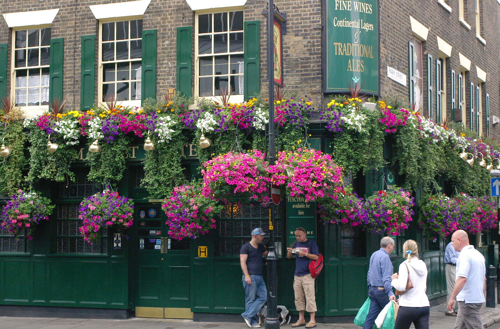 Impressive hanging-baskets outside a pub from Borough Market and North Clapham Tapas, London - 23rd July 2005