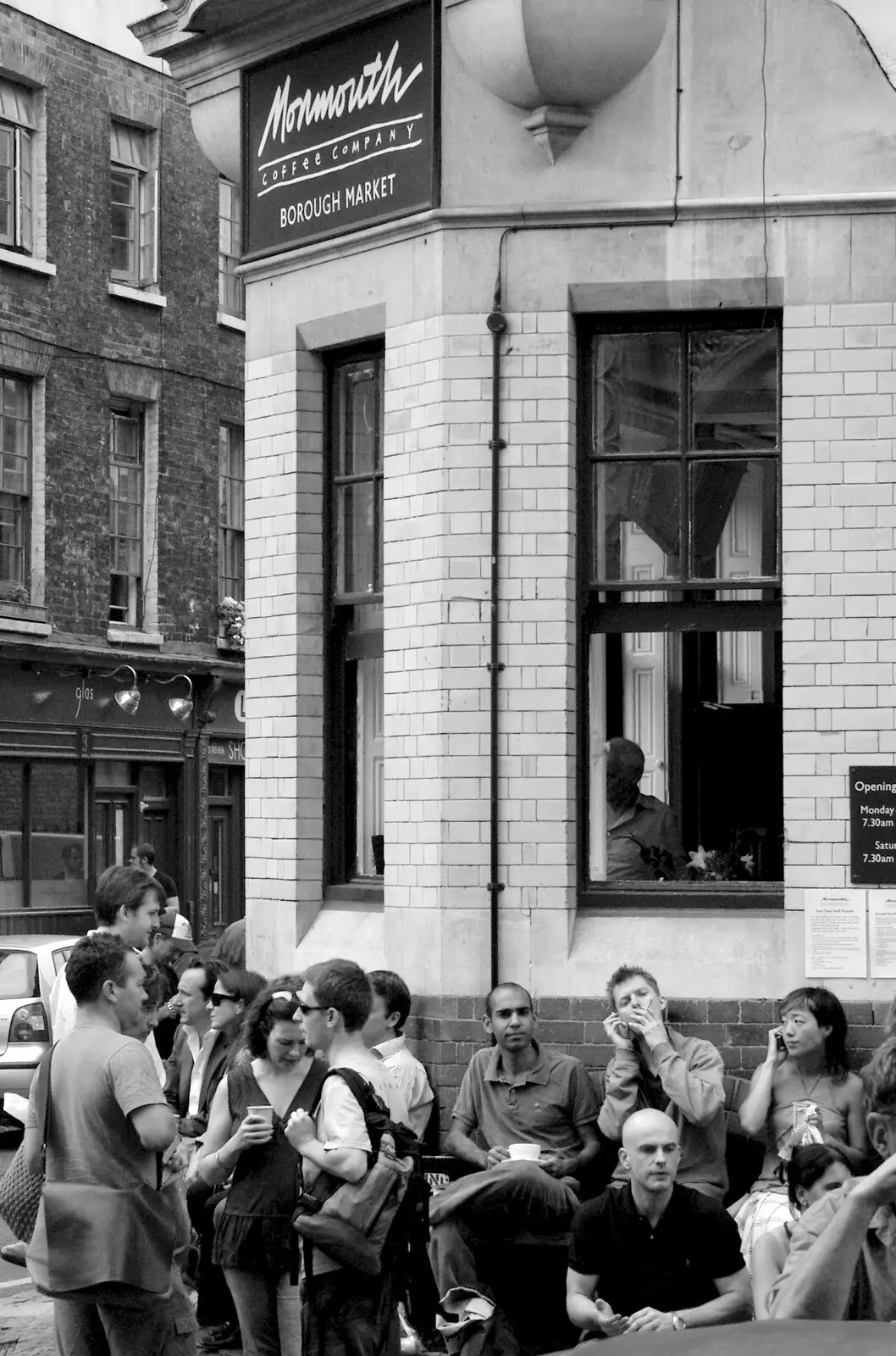 Hanging around outside Monmouth coffee shop, from Borough Market and North Clapham Tapas, London - 23rd July 2005