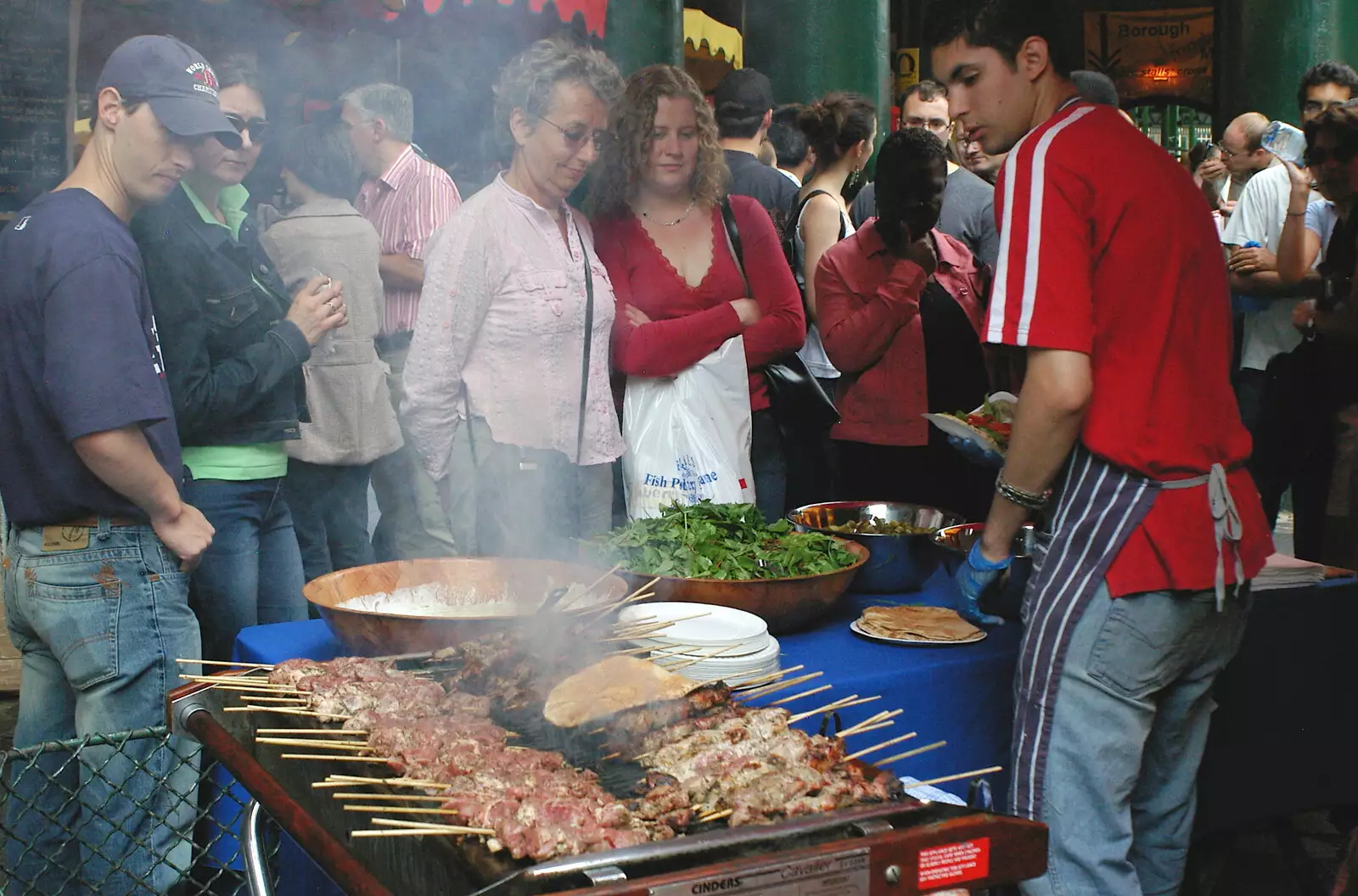 Meat-on-sticks at a Turkish kebab stand, from Borough Market and North Clapham Tapas, London - 23rd July 2005