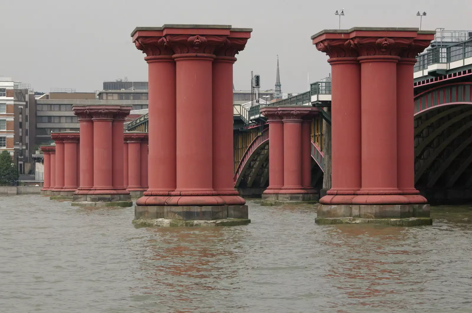 Old bridge supports near Waterloo Bridge, from Borough Market and North Clapham Tapas, London - 23rd July 2005