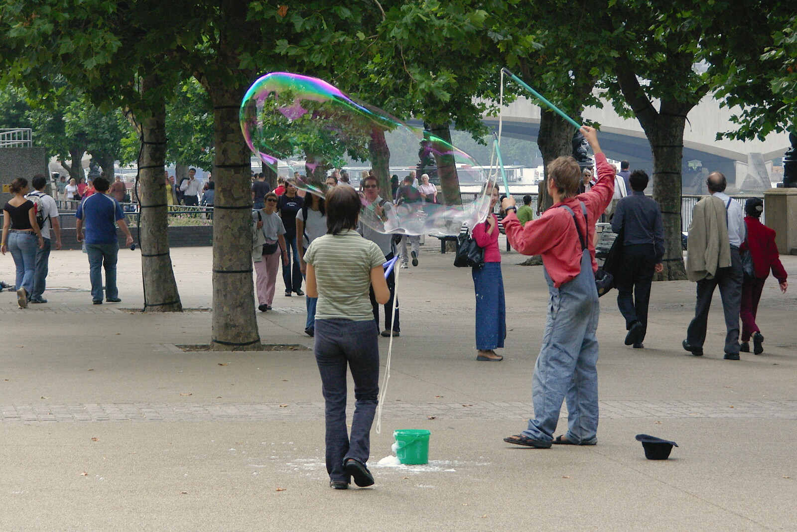 The bubble dudes near the National Theatre from Borough Market and North Clapham Tapas, London - 23rd July 2005