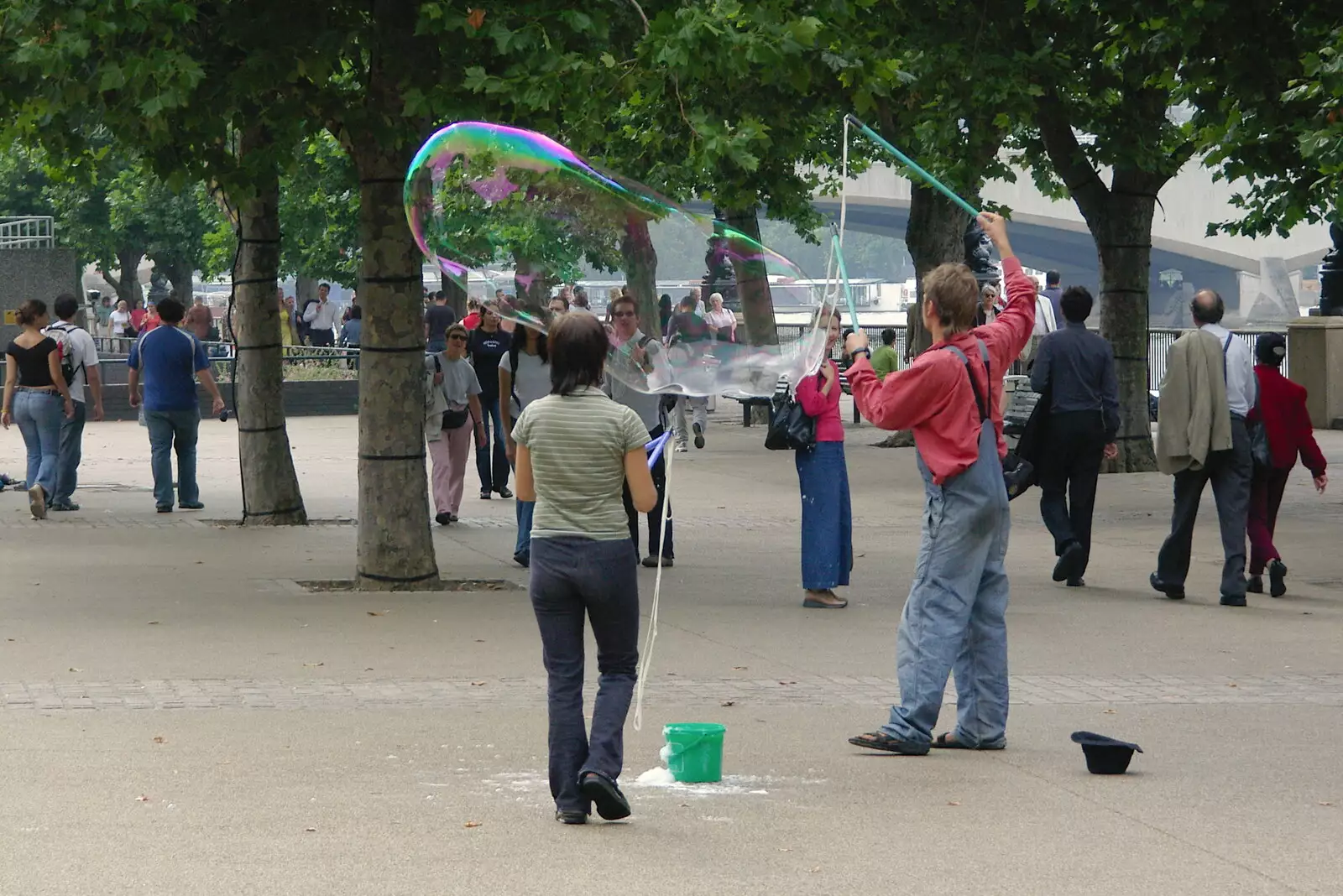 The bubble dudes near the National Theatre, from Borough Market and North Clapham Tapas, London - 23rd July 2005