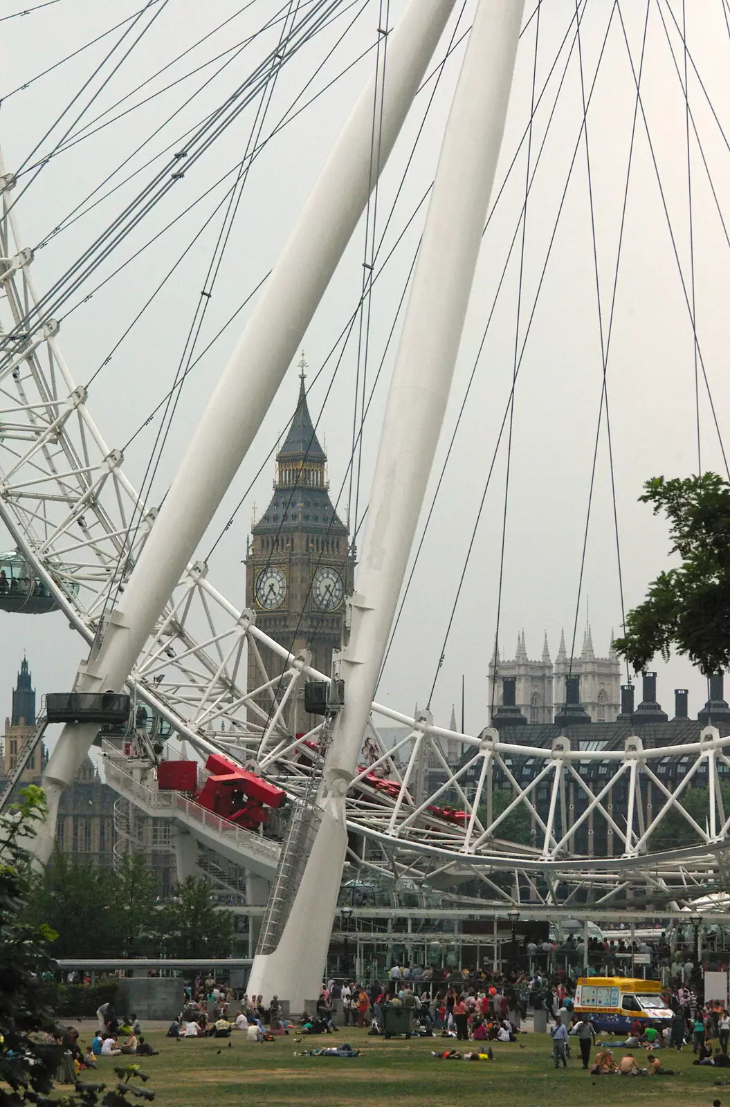 The London Eye and Elizabeth Clock Tower, from Borough Market and North Clapham Tapas, London - 23rd July 2005