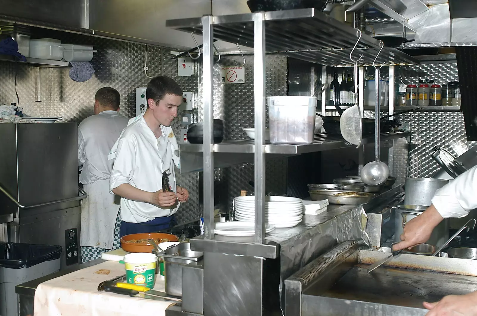 Kitchen action, from Borough Market and North Clapham Tapas, London - 23rd July 2005