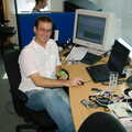 James at his desk, Richard Panton's Van and Alex Hill at Revolution Records, Diss and Cambridge - 29th July 2005