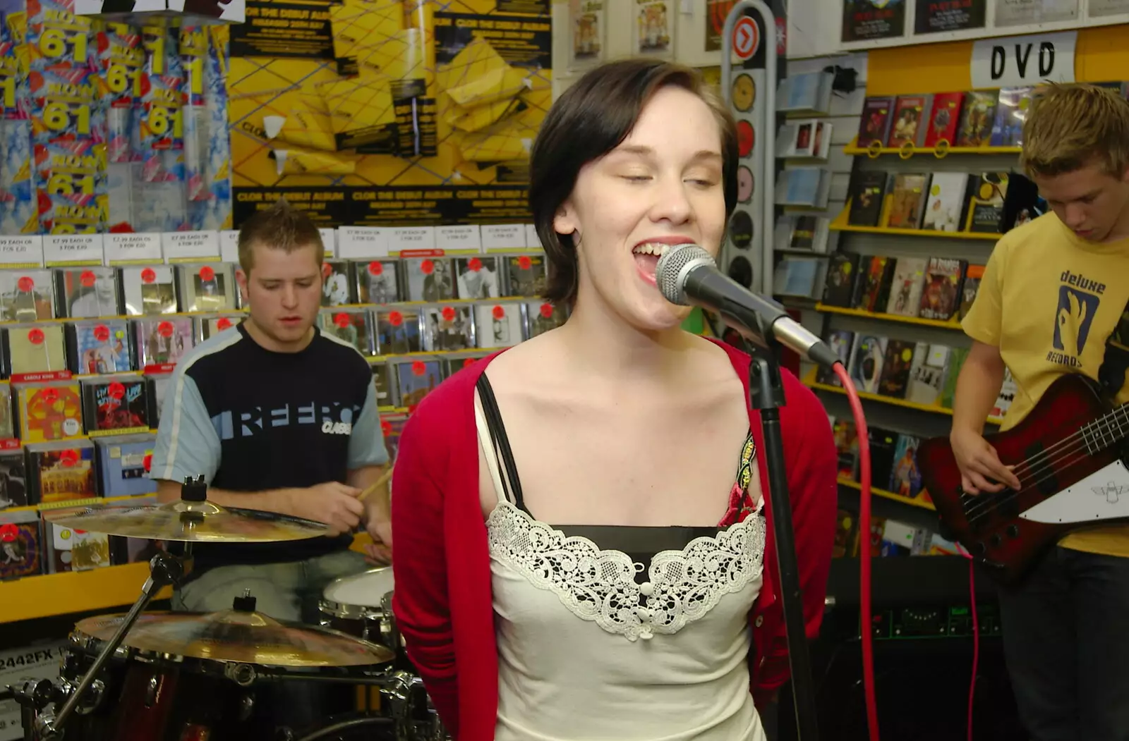 Alex Hill does an in-store set, from Richard Panton's Van and Alex Hill at Revolution Records, Diss and Cambridge - 29th July 2005