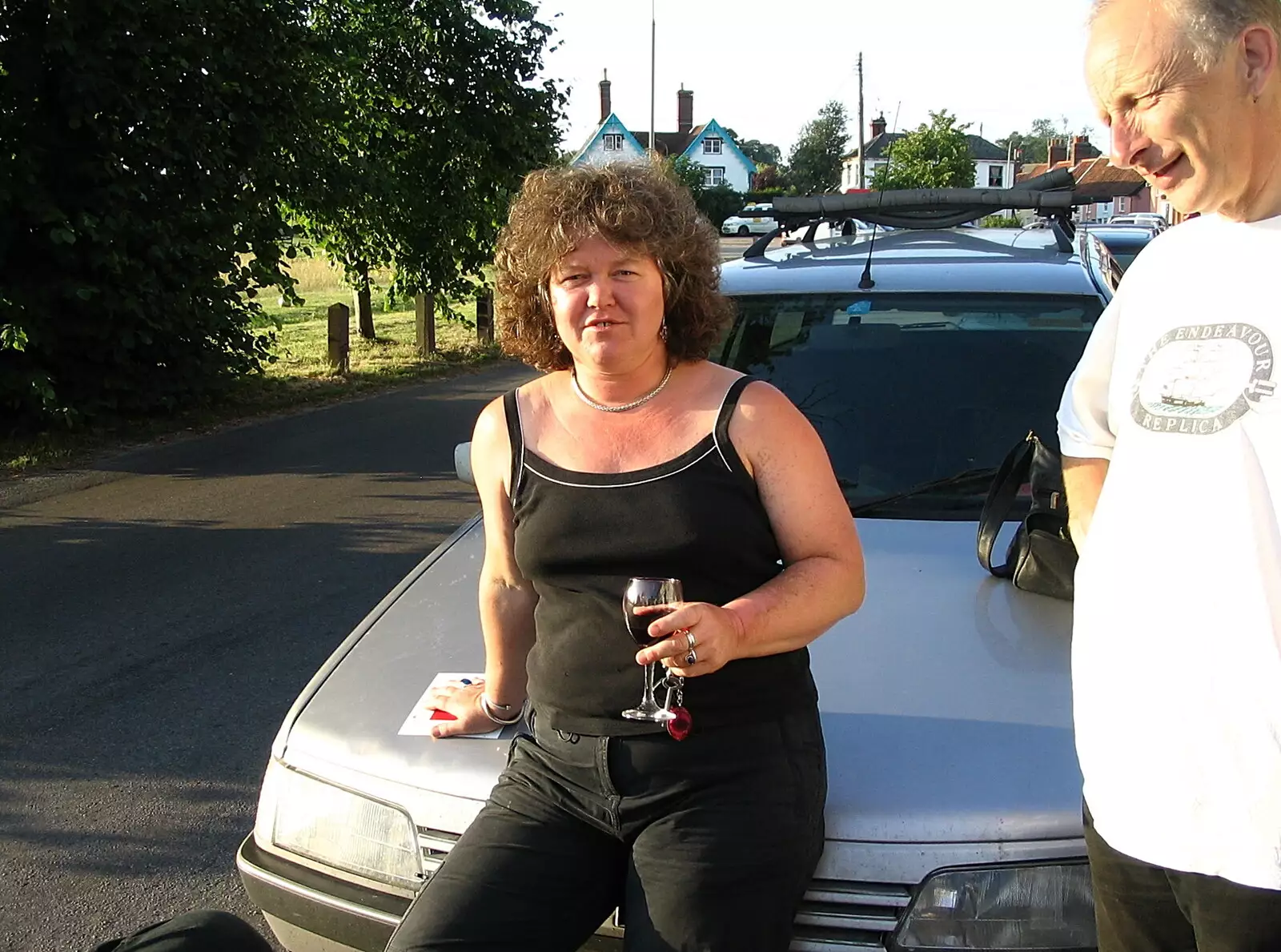 Jo outside on Fair Green, from The BBS, and the Big Skies of East Anglia, Diss and Hunston, Norfolk and Suffolk - 6th August 2005