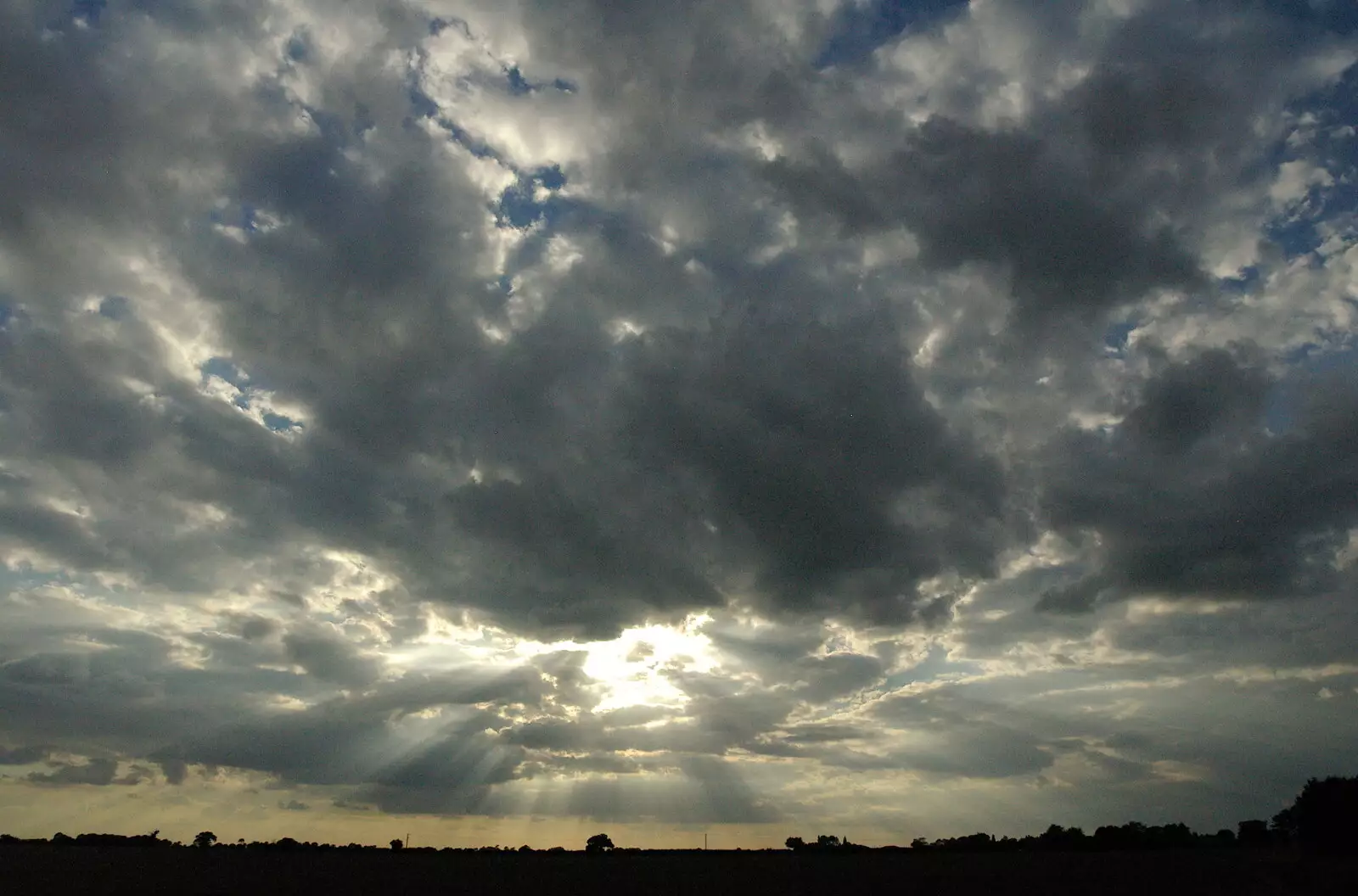 Crepuscular rays on the way to Banham, from The BBS, and the Big Skies of East Anglia, Diss and Hunston, Norfolk and Suffolk - 6th August 2005