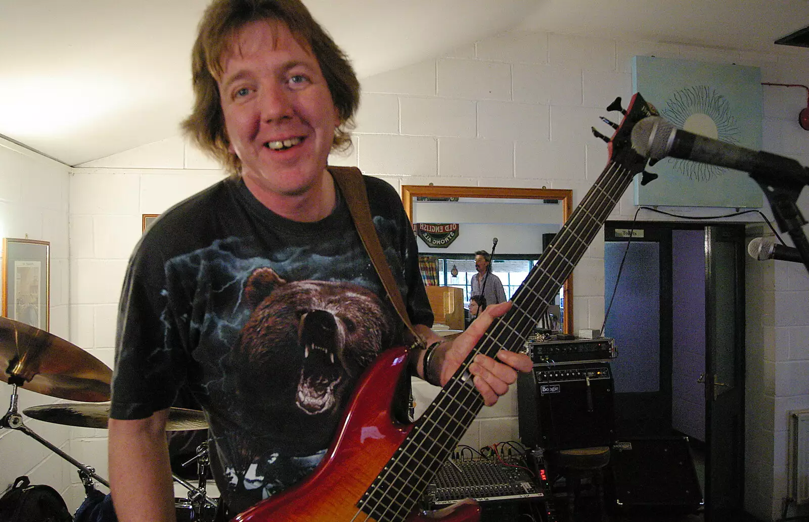 Max with his five-string bass, from The BBS, and the Big Skies of East Anglia, Diss and Hunston, Norfolk and Suffolk - 6th August 2005