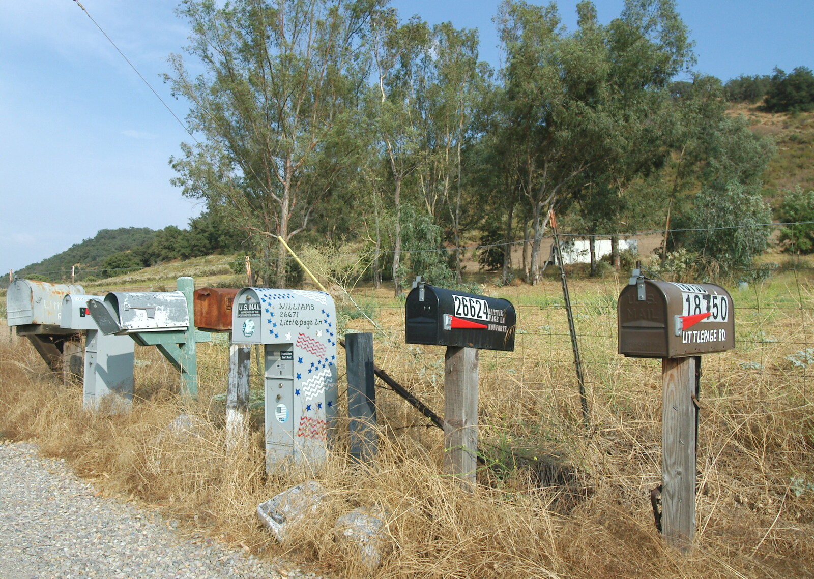 Postboxes on sticks, on Littlepage Lane from Route 78: A Drive Around the San Diego Mountains, California, US - 9th August 2005