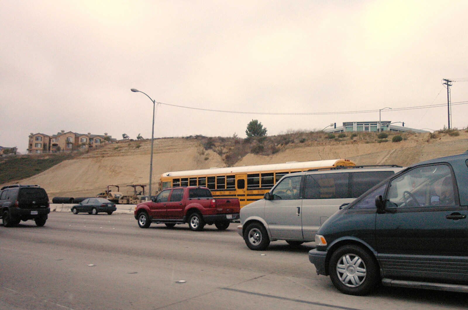 A school bus on the highway from Route 78: A Drive Around the San Diego Mountains, California, US - 9th August 2005