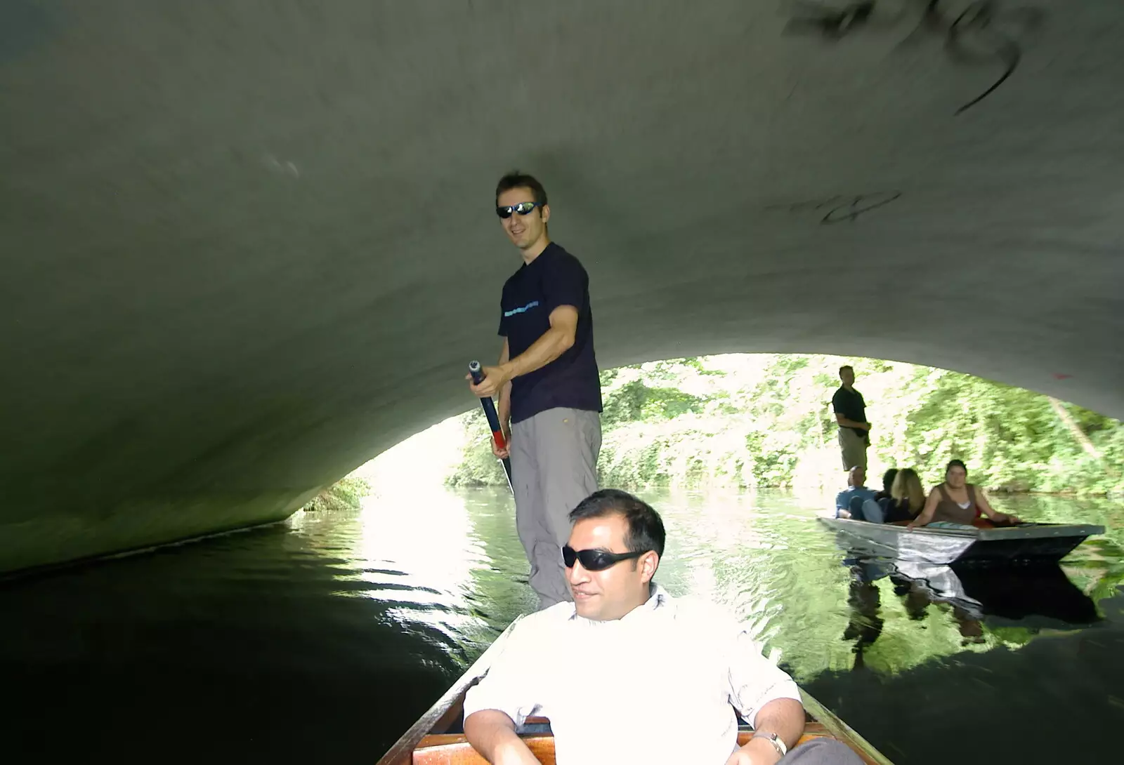 Ben misses this bridge out, from Qualcomm goes Punting on the Cam, Grantchester Meadows, Cambridge - 18th August 2005