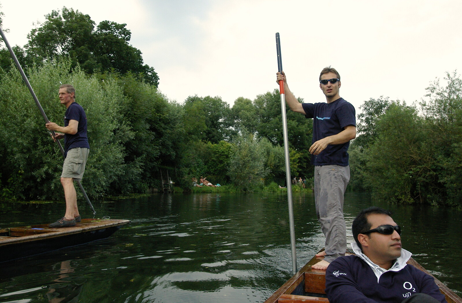 Tim and Ben from Qualcomm goes Punting on the Cam, Grantchester Meadows, Cambridge - 18th August 2005