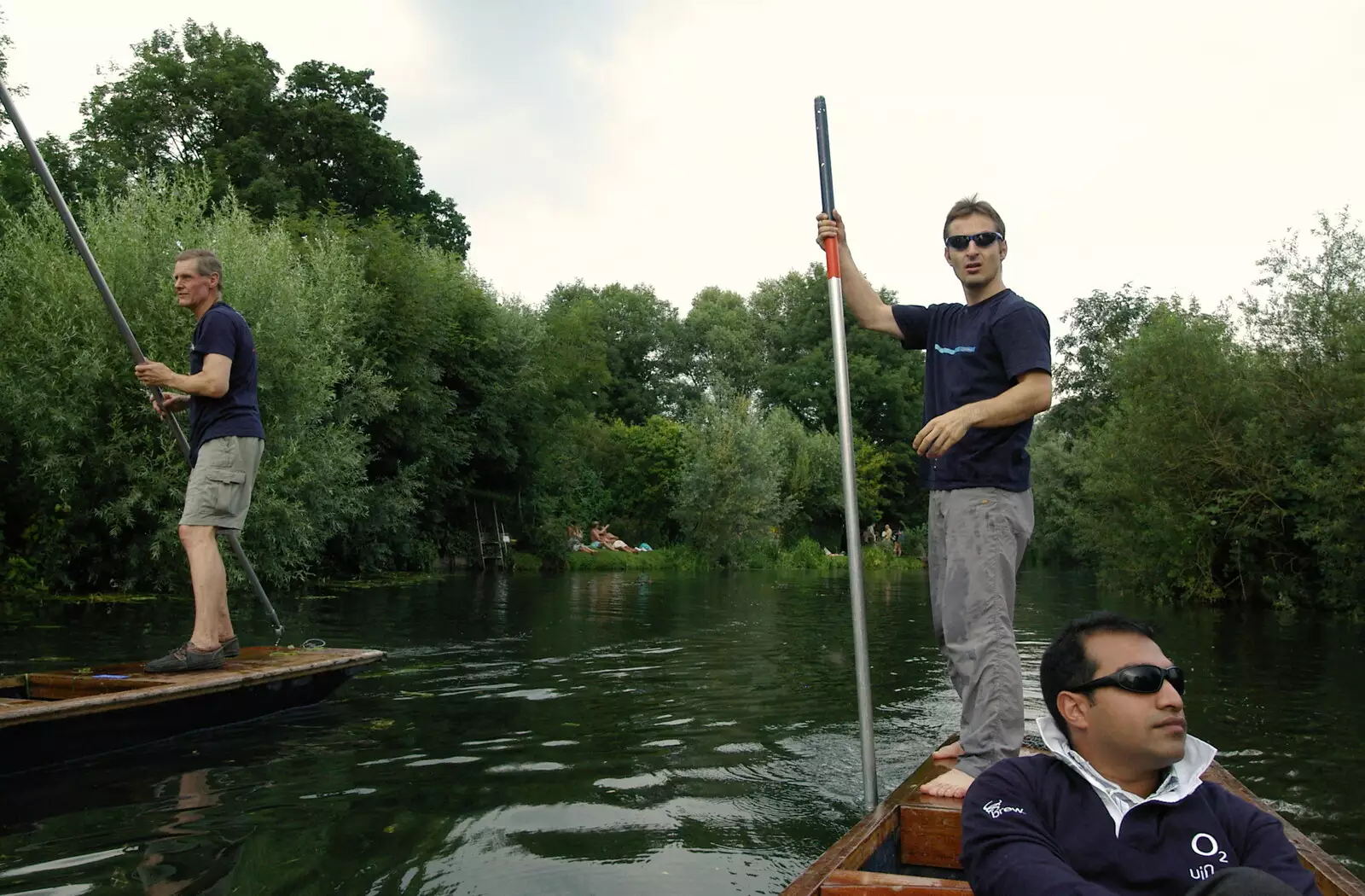 Tim and Ben, from Qualcomm goes Punting on the Cam, Grantchester Meadows, Cambridge - 18th August 2005