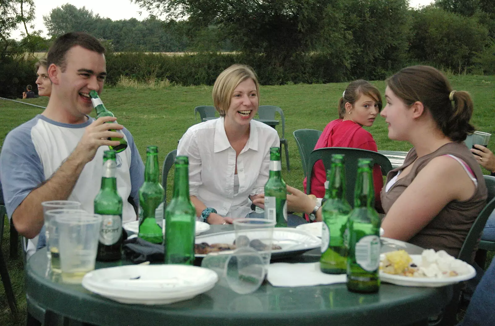 James, Lucy and Isobel, from Qualcomm goes Punting on the Cam, Grantchester Meadows, Cambridge - 18th August 2005