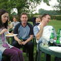 Nick Brook looks over, Qualcomm goes Punting on the Cam, Grantchester Meadows, Cambridge - 18th August 2005