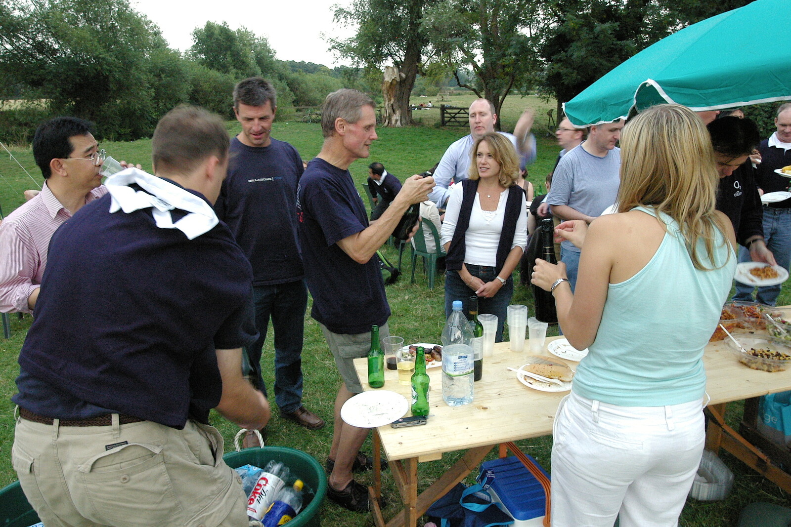 Tim with Peggy Johnson from Qualcomm goes Punting on the Cam, Grantchester Meadows, Cambridge - 18th August 2005