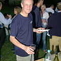 Tim Simpson with a glass of red wine, Qualcomm goes Punting on the Cam, Grantchester Meadows, Cambridge - 18th August 2005