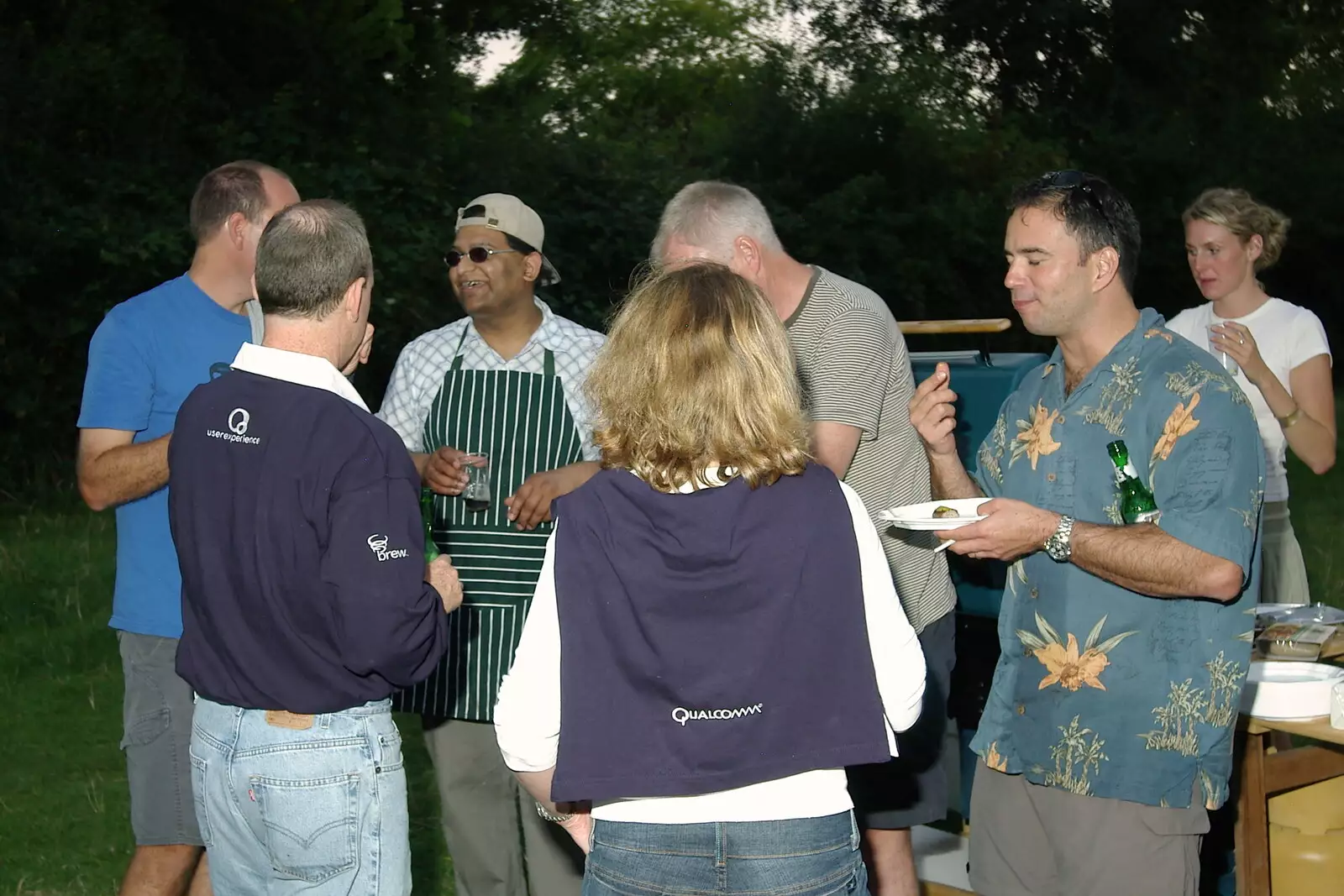 More mingling, from Qualcomm goes Punting on the Cam, Grantchester Meadows, Cambridge - 18th August 2005