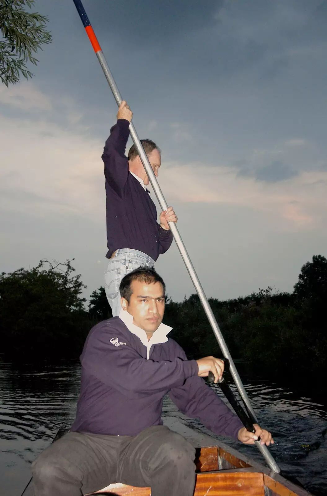 Returning to Cambridge in the gathering darkness, from Qualcomm goes Punting on the Cam, Grantchester Meadows, Cambridge - 18th August 2005