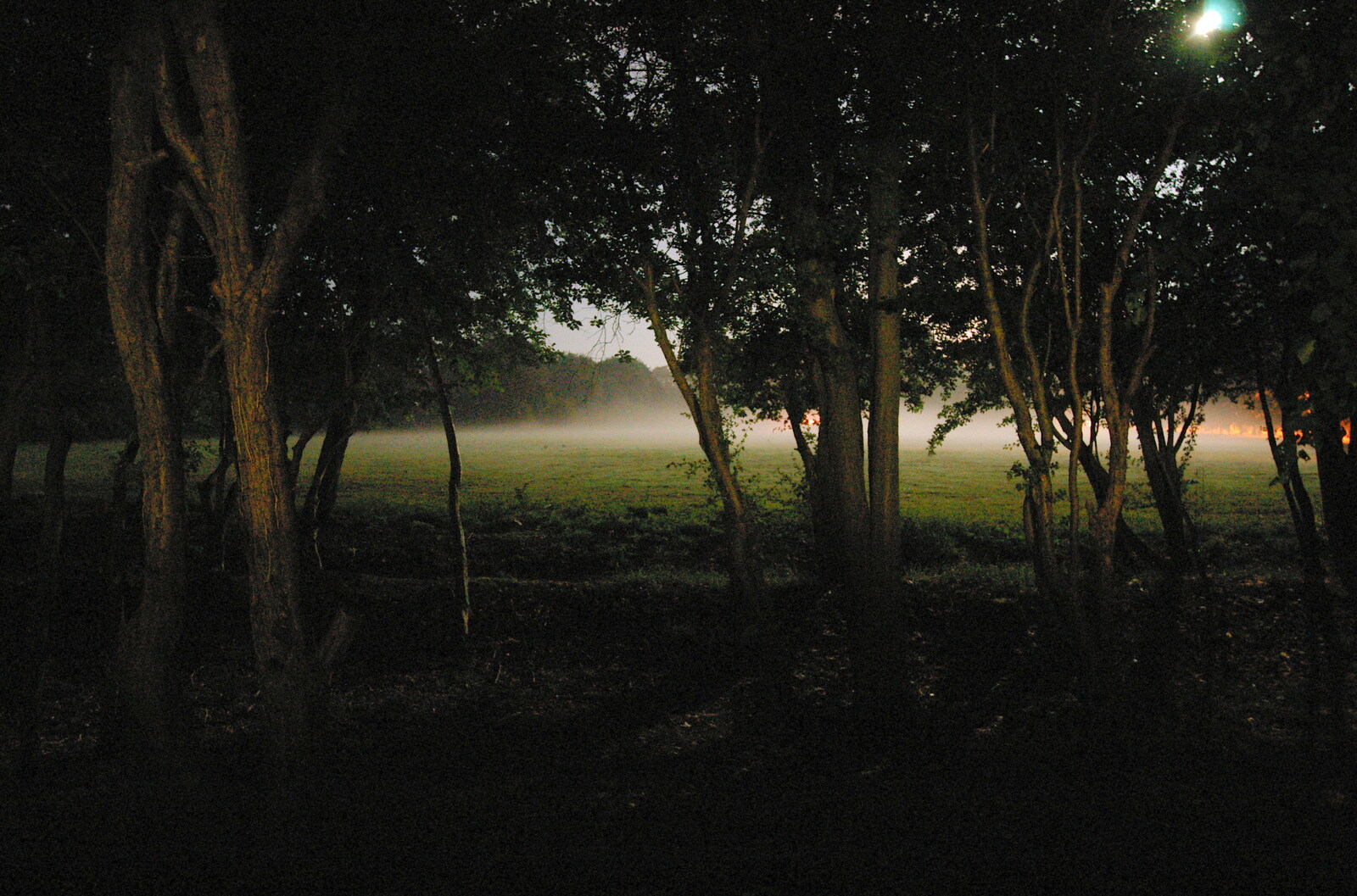 There's a moon-lit mist in Oaksmere's field from Life on the Neonatal Ward, Dairy Farm and Thrandeston Chapel, Suffolk - 26th August 2005