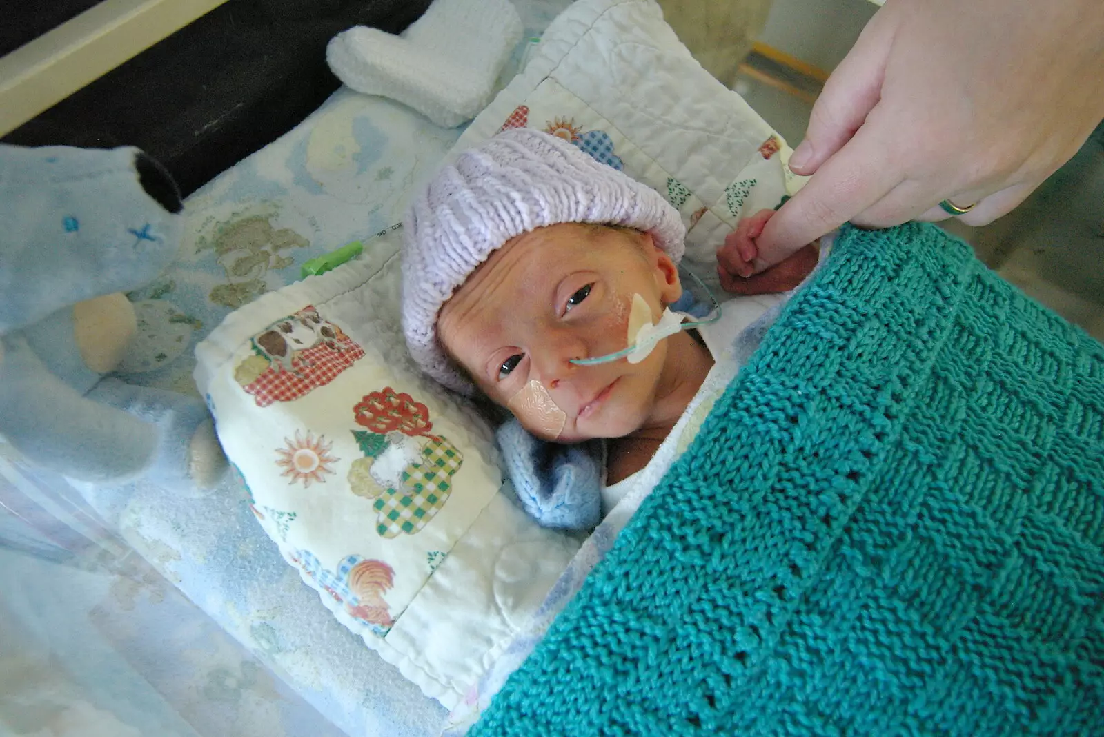 Eyes open, and a good frown at the camera, from Life on the Neonatal Ward, Dairy Farm and Thrandeston Chapel, Suffolk - 26th August 2005