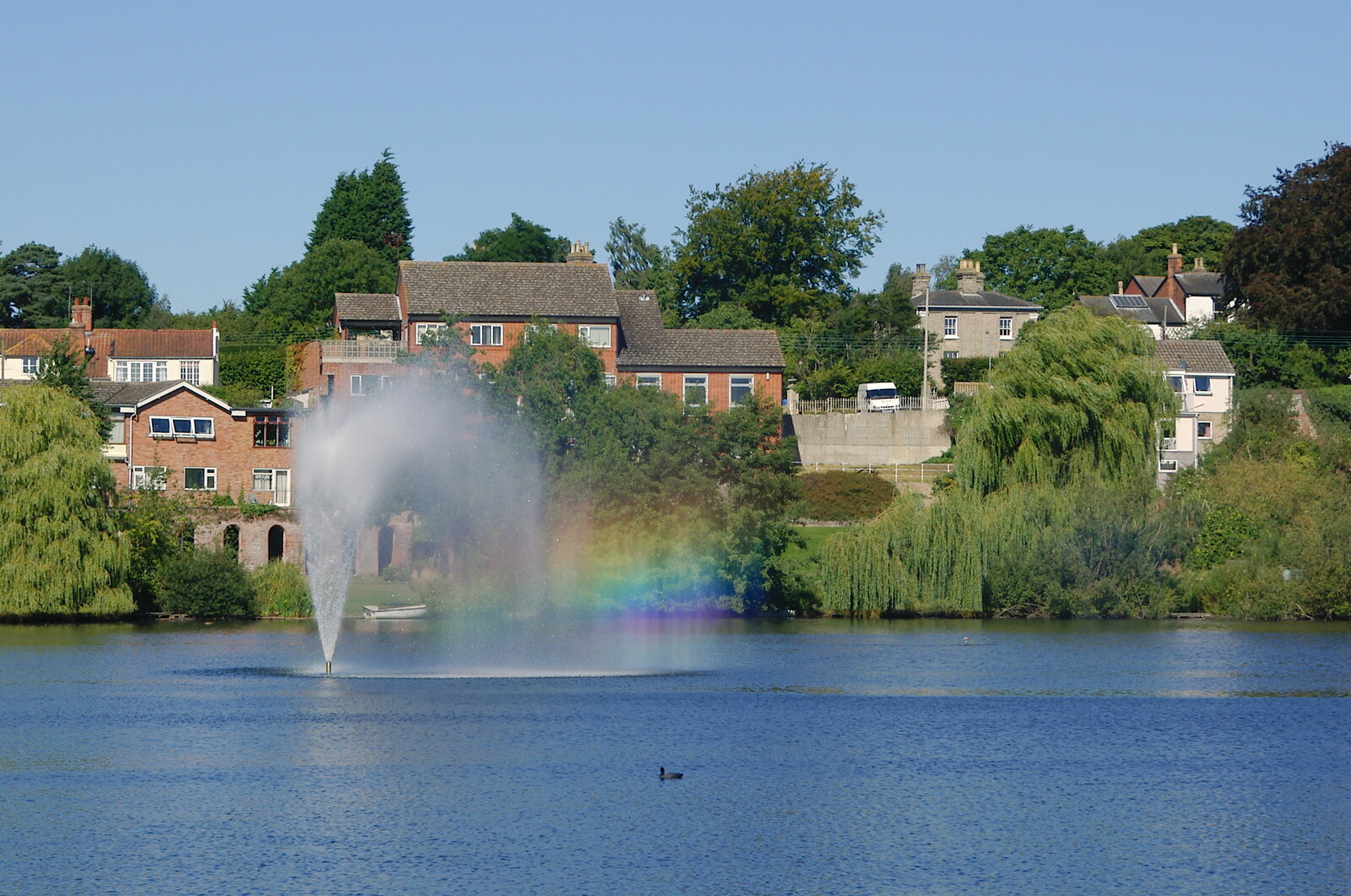There's a nice rainbow in the Mere fountain from Life on the Neonatal Ward, Dairy Farm and Thrandeston Chapel, Suffolk - 26th August 2005