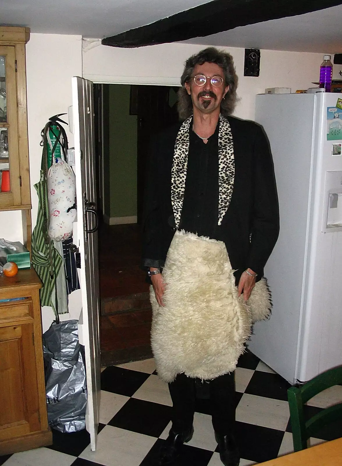 Rob models this year's trend: sheepskin skirts, from The BBs Play Bressingham, Norfolk - 3rd September 2005