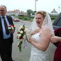 Sally has a laff, Sally and Paul's Wedding on the Pier, Southwold, Suffolk - 3rd September 2005
