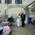 Stepping on to SouthwoldPier, Sally and Paul's Wedding on the Pier, Southwold, Suffolk - 3rd September 2005