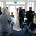 A snog after the service, Sally and Paul's Wedding on the Pier, Southwold, Suffolk - 3rd September 2005