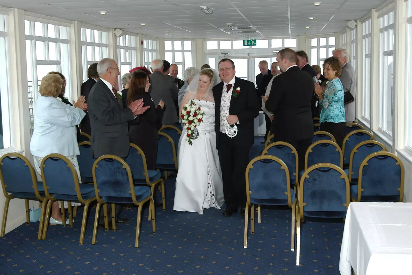 Sally and Paul do the walk, from Sally and Paul's Wedding on the Pier, Southwold, Suffolk - 3rd September 2005