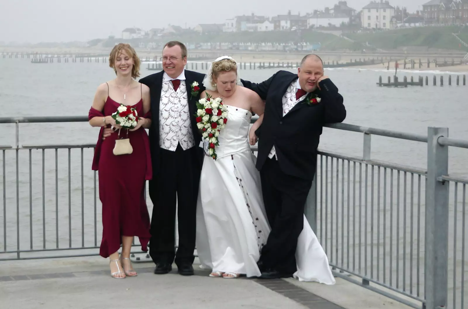 A group photo, from Sally and Paul's Wedding on the Pier, Southwold, Suffolk - 3rd September 2005