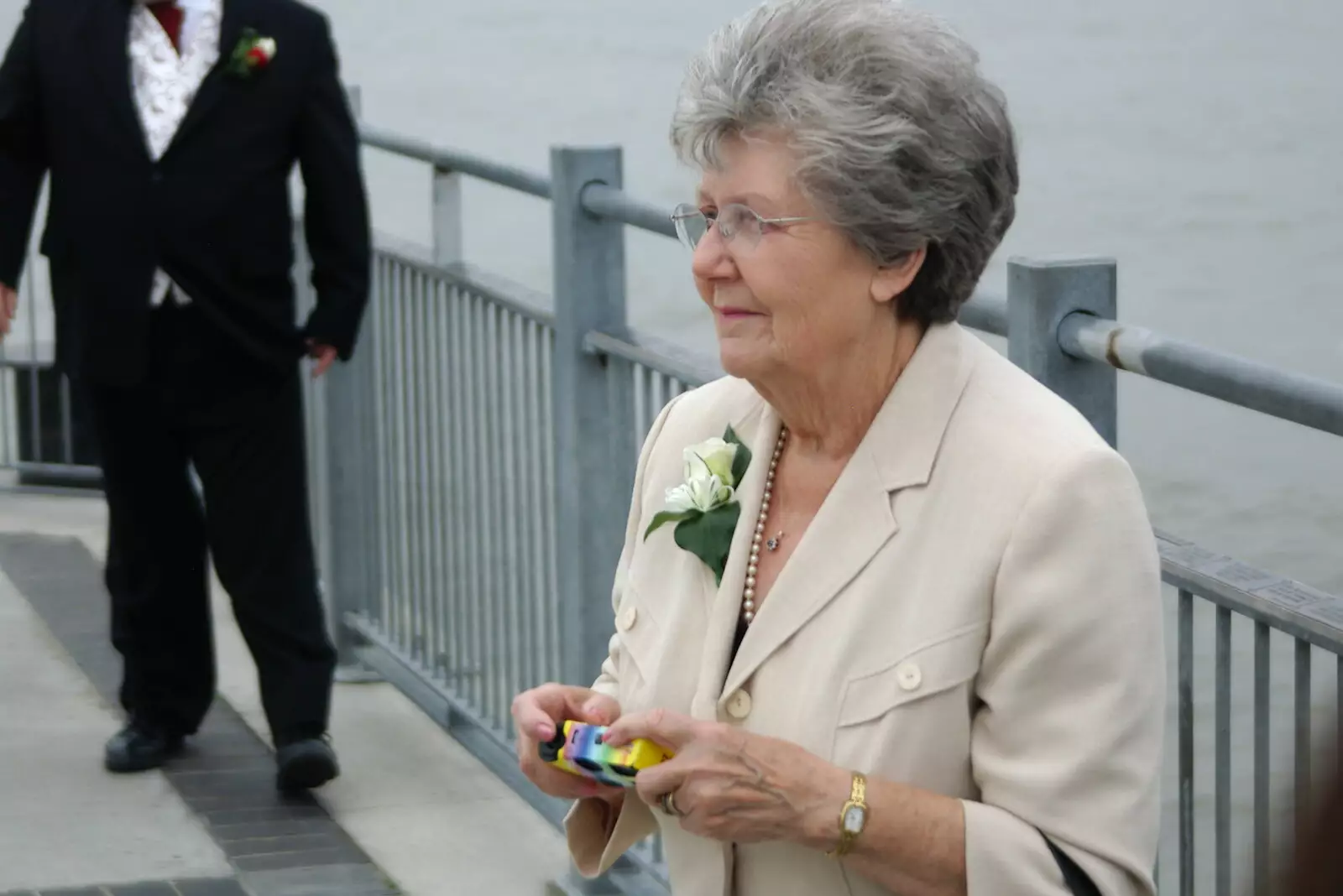 A moment of reflection, from Sally and Paul's Wedding on the Pier, Southwold, Suffolk - 3rd September 2005