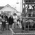 Crowds watch Tim Hunkins' clock, Sally and Paul's Wedding on the Pier, Southwold, Suffolk - 3rd September 2005