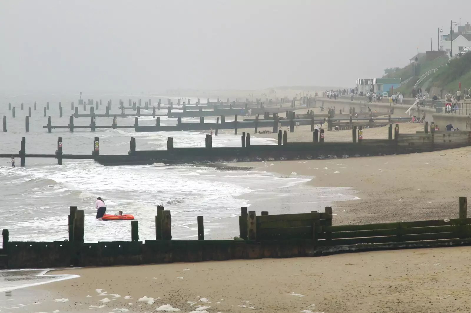 There's a bit of a mist along the groynes, from Sally and Paul's Wedding on the Pier, Southwold, Suffolk - 3rd September 2005