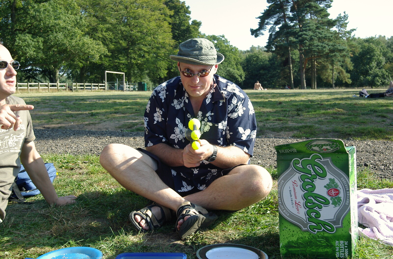 Gov aims a waterpistol from Picnic at the Heath, Knettishall, Norfolk - 4th September 2005