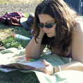 Clare reads a magazine, Picnic at the Heath, Knettishall, Norfolk - 4th September 2005