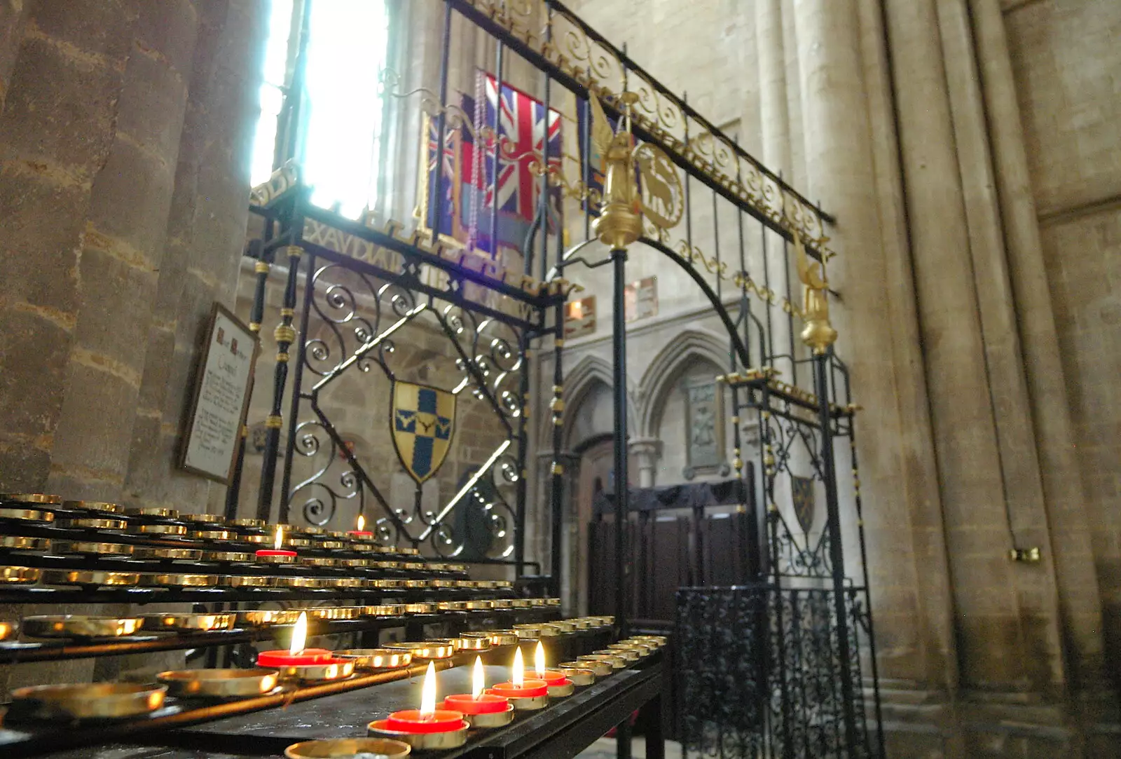 Votive candles burn away, from Peterborough Cathedral, Cambridgeshire - 7th September 2005