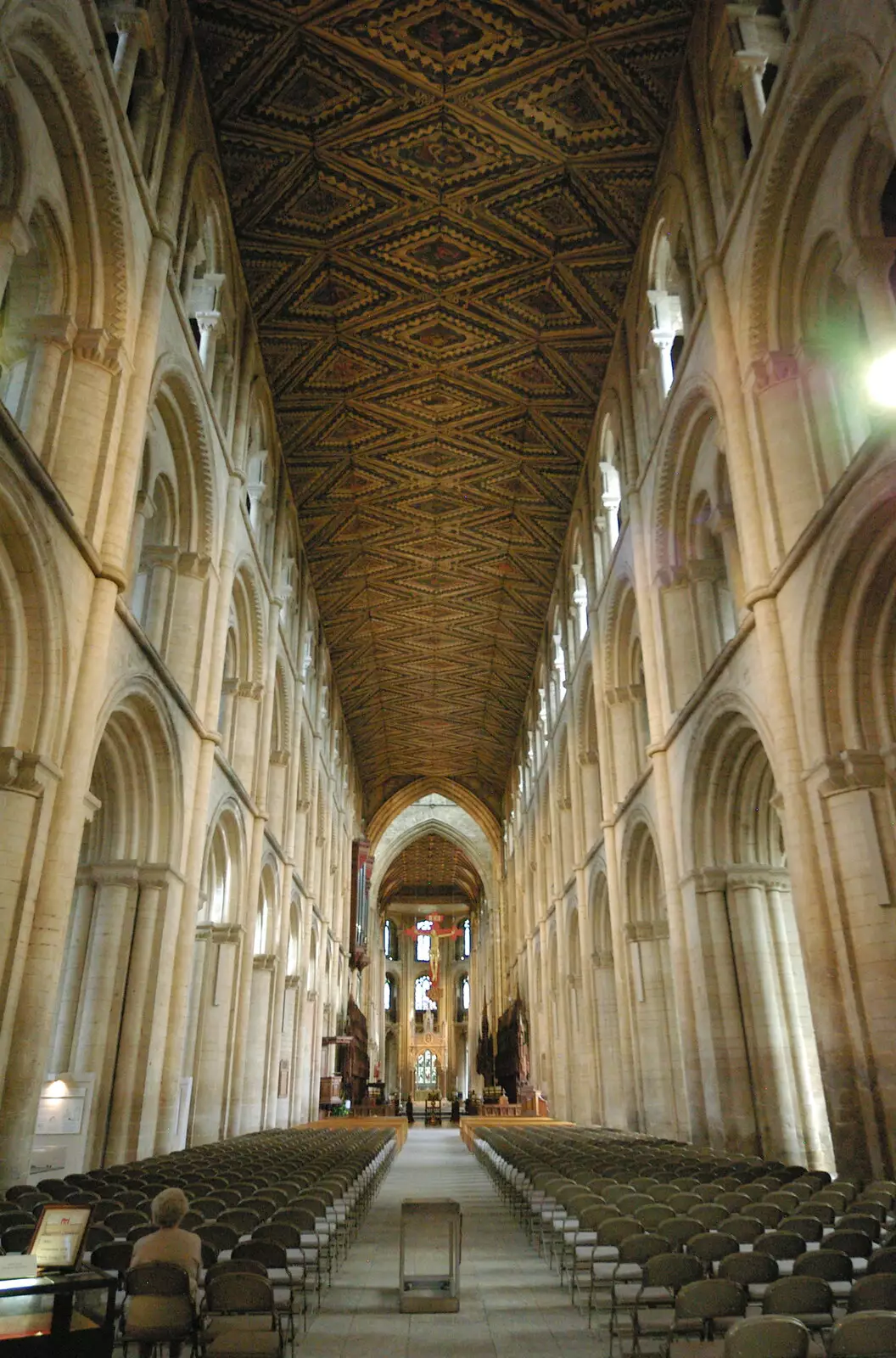 The nave and ceiling dating from 1230, from Peterborough Cathedral, Cambridgeshire - 7th September 2005