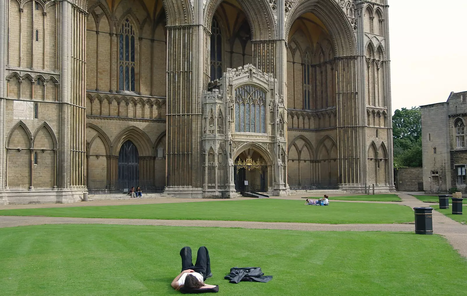 Someone flakes out on the lawn, from Peterborough Cathedral, Cambridgeshire - 7th September 2005