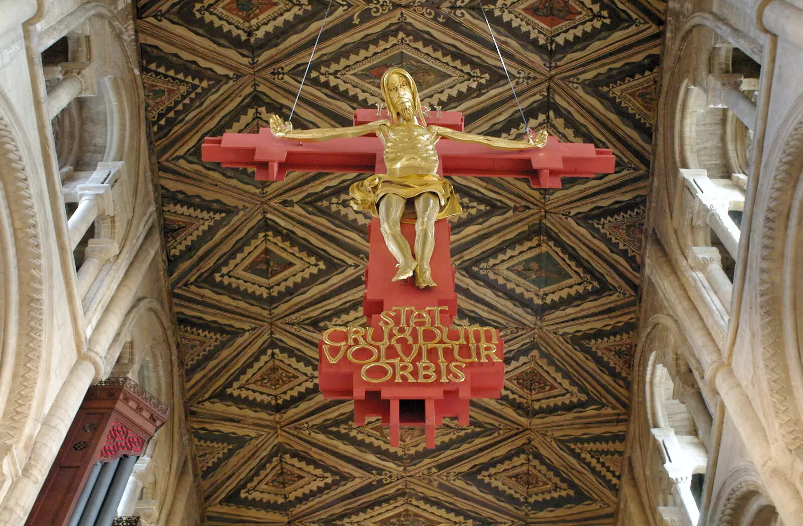 A slightly-scary 1970s statue of Jesus, from Peterborough Cathedral, Cambridgeshire - 7th September 2005