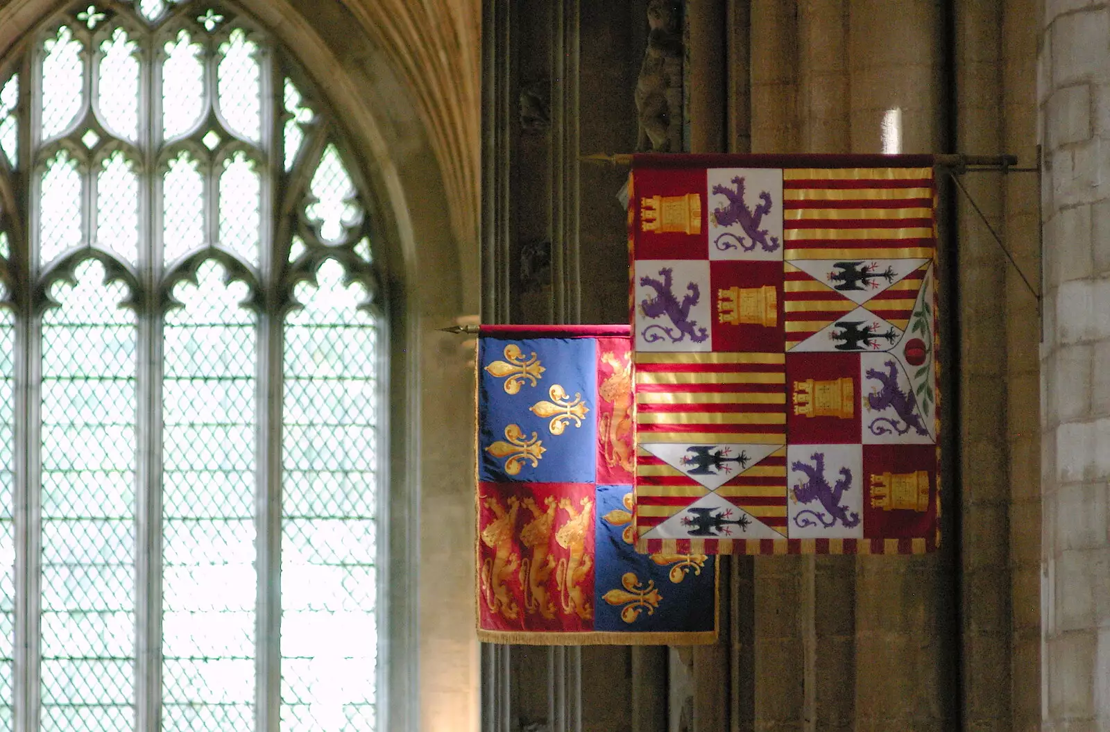 Some royal standards, from Peterborough Cathedral, Cambridgeshire - 7th September 2005