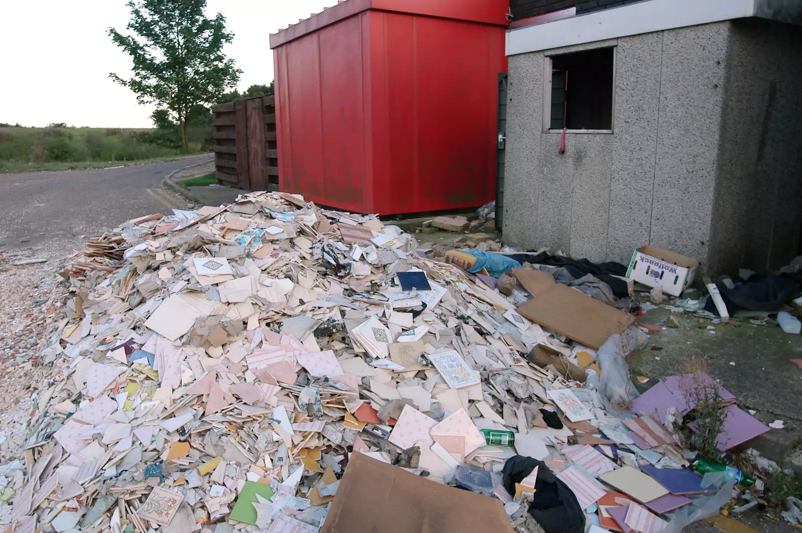 A lorry-load of scrap tiles have been dumped, from Dead Transport Artefacts: Abandoned Petrol Station and Little Chef, Kentford, Suffolk - 8th September 2005