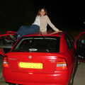 Sue lounges on the roof of Bill's car, The Banham Barrel Beer Bash, Banham, Norfolk - 17th September 2005