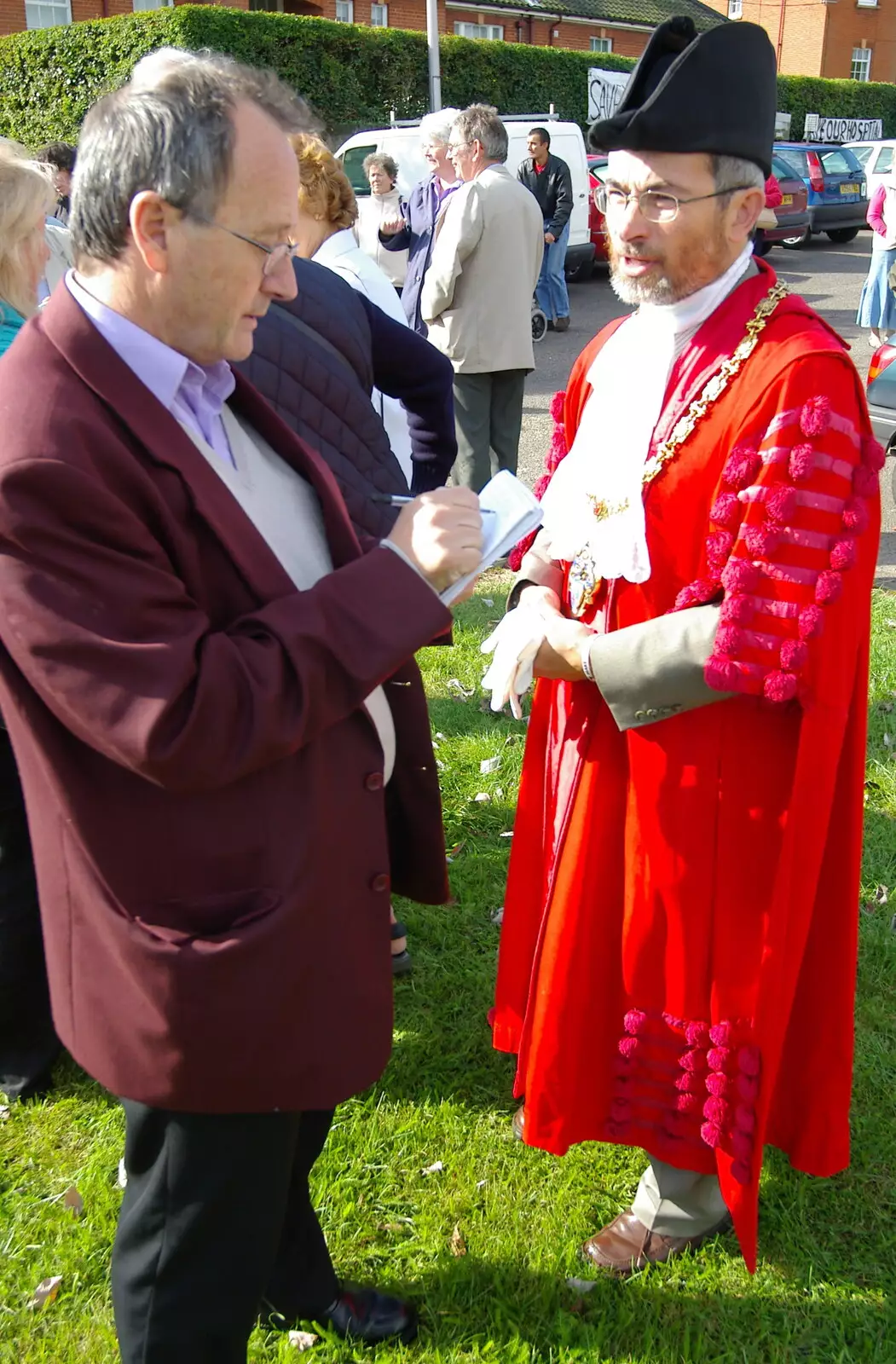 The Mayor gets interviewed, from Save Hartismere: a Hospital Closure Protest, Eye, Suffolk - 17th September 2005