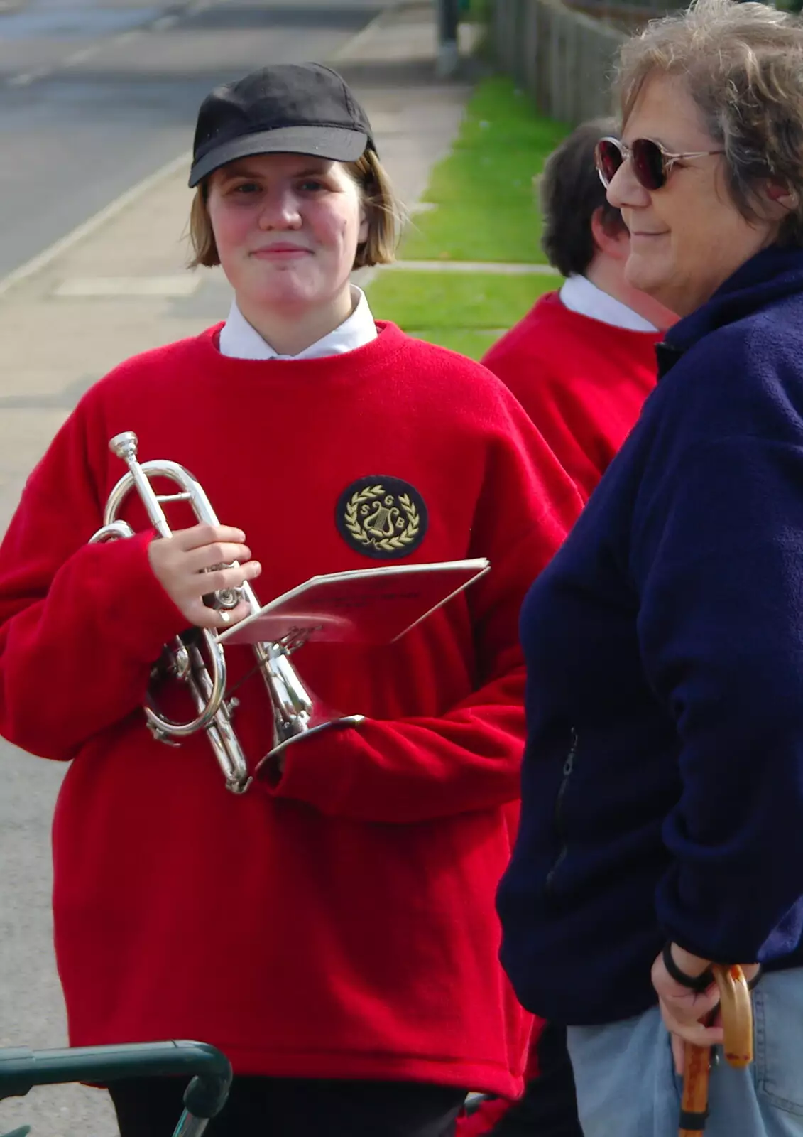 A Gislingham Silver Band cornet player, from Save Hartismere: a Hospital Closure Protest, Eye, Suffolk - 17th September 2005