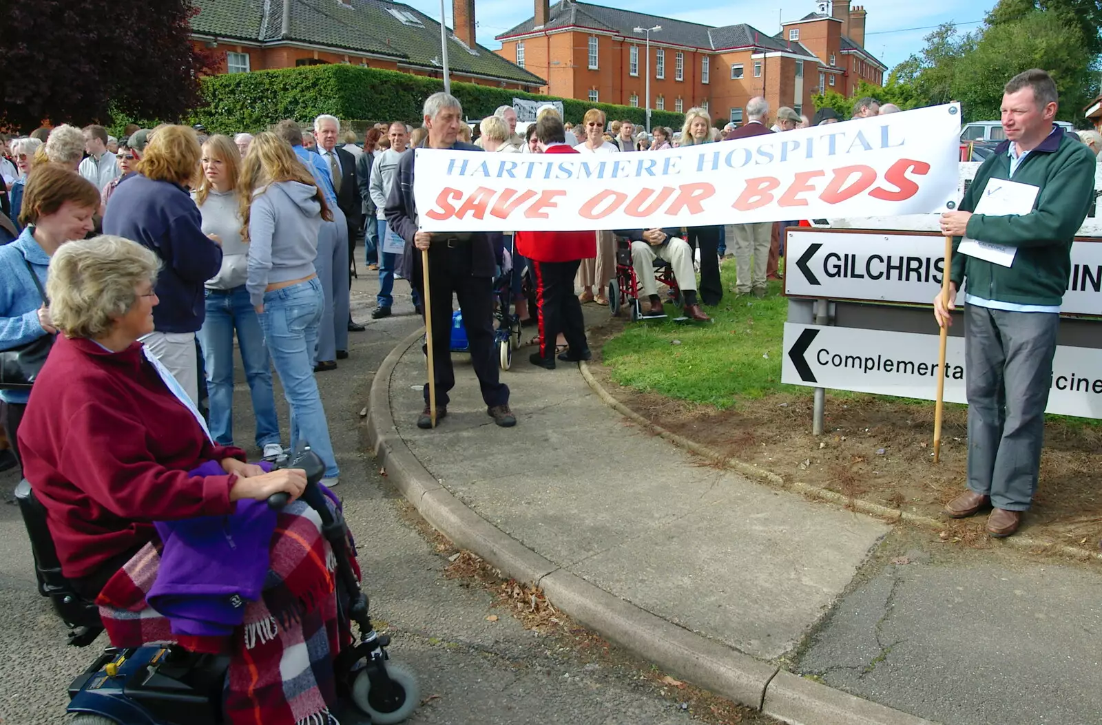 A big banner is unfurled, from Save Hartismere: a Hospital Closure Protest, Eye, Suffolk - 17th September 2005