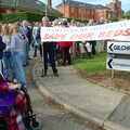 A big banner is unfurled, Save Hartismere: a Hospital Closure Protest, Eye, Suffolk - 17th September 2005