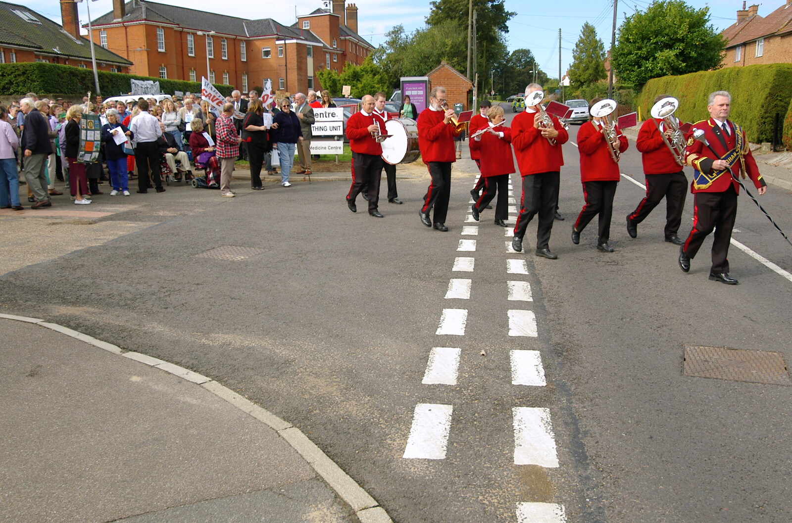 The Gislingham Silver Band leads the march off from Save Hartismere: a Hospital Closure Protest, Eye, Suffolk - 17th September 2005